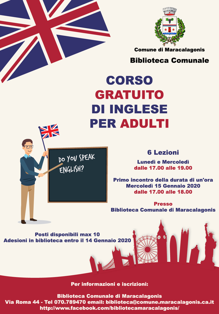 SERVIZIO BIBLIOTECA - CORSO GRATUITO DI INGLESE PER ADULTI