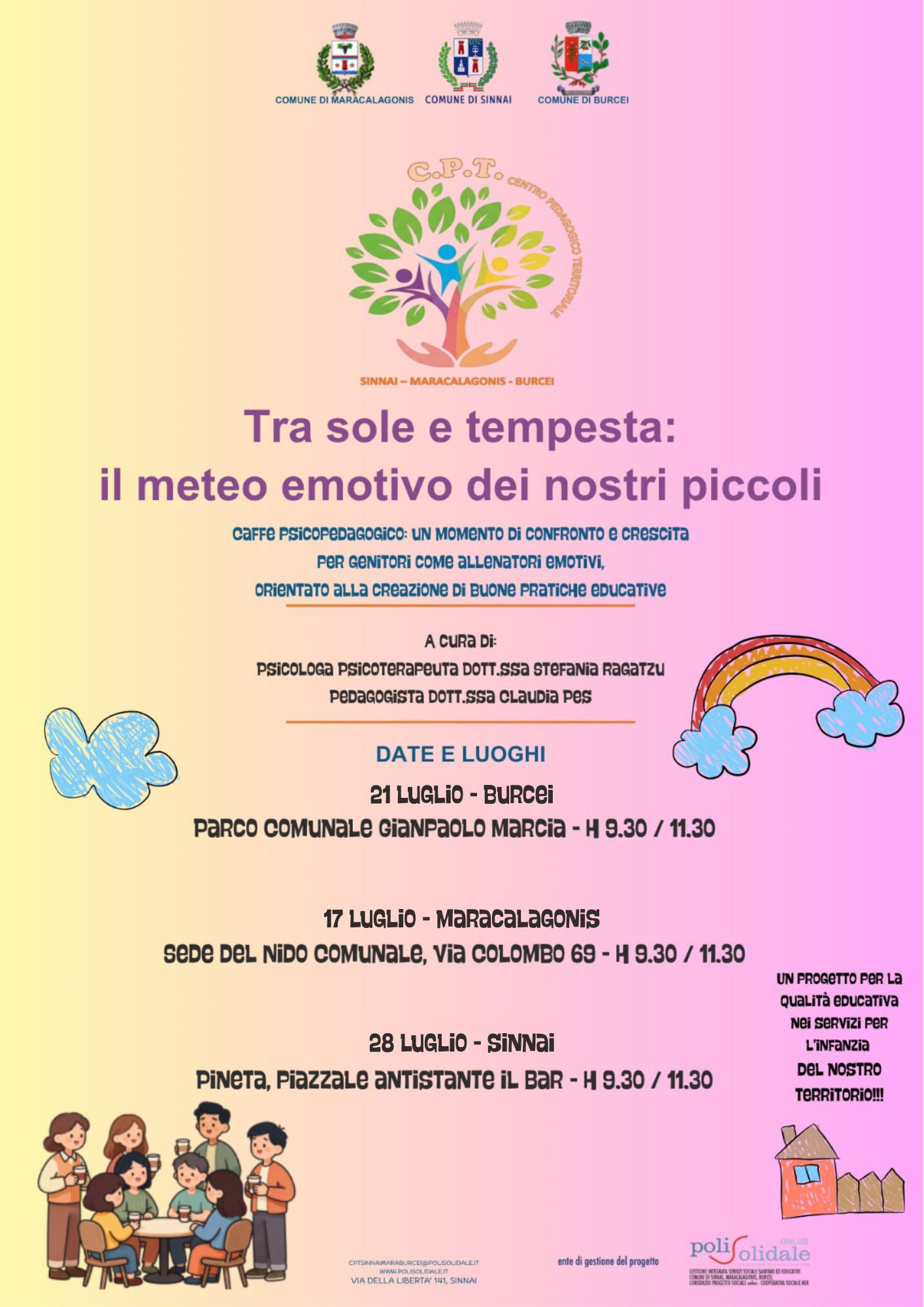 ATTIVITA' ESTIVE 2026 - CENTRO PEDAGOGICO TERRITORIALE. INCONTRO TEMATICO GESTIONE EMOTIVITA' NELLA FASCIA 0/6 ANNI.
